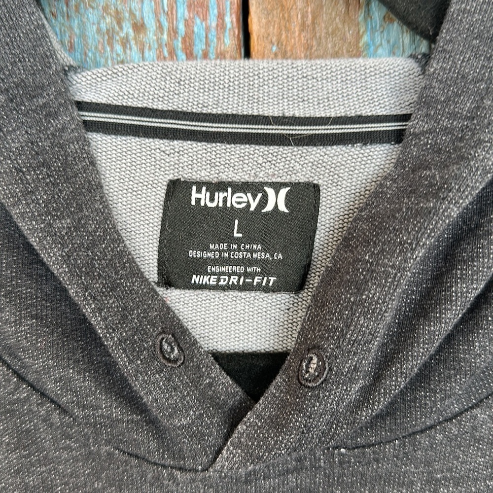 Hurley with Nike Dri-Fit Long Sleeve Hooded Men’s Top Size L Charcoal Gray - Picture 2 of 5